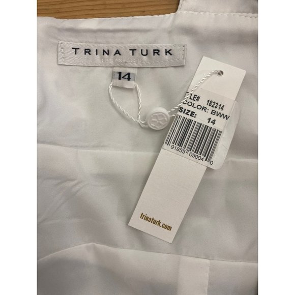 NWT Trina Turk Size 14 Secret Sheath Party Dress Lace MSRP$298 USA Black/White - Picture 11 of 15